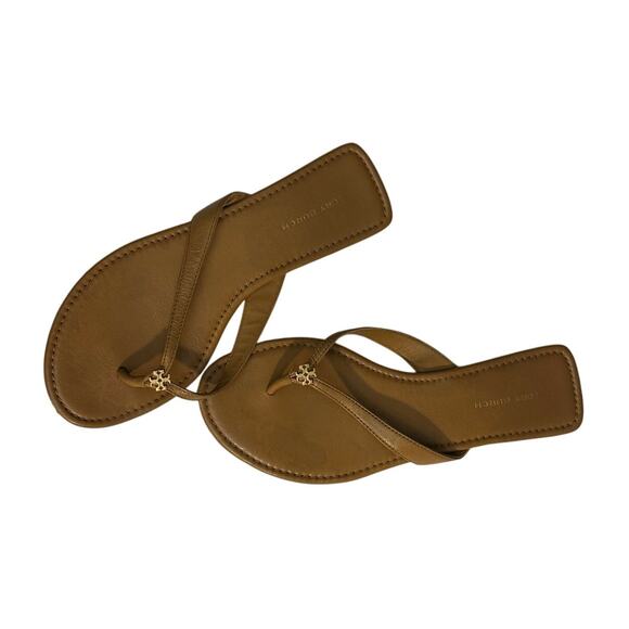 Tory Burch Classic Flip Flop Caramel Corn Brown Leather size 6 - Picture 4 of 7